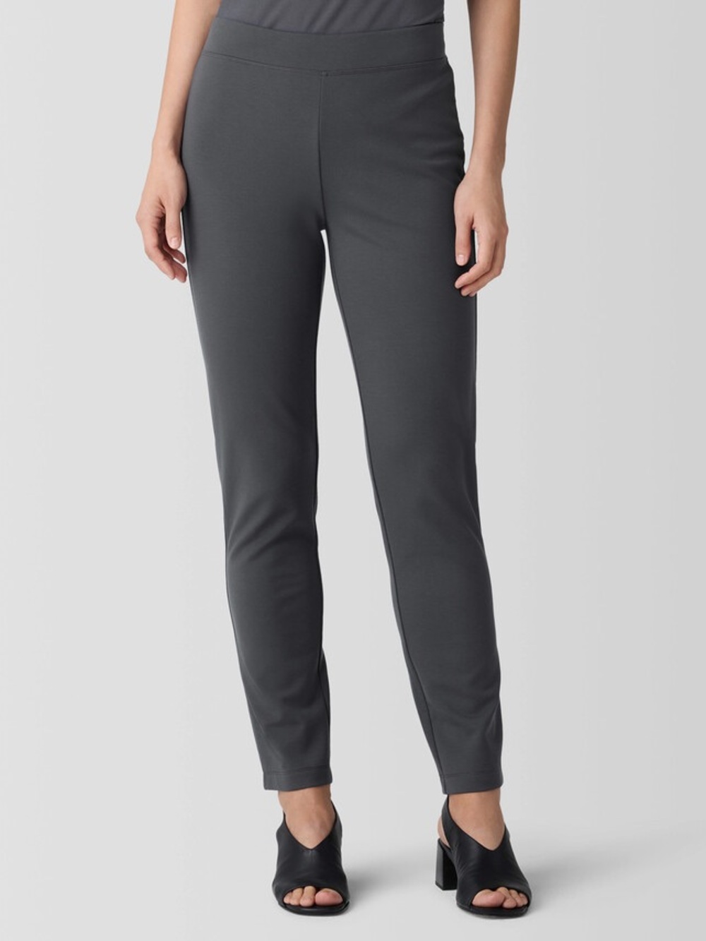 Eileen Fisher Washable Flex Ponte Slim Pant Ankle Length Grey Sz M Career Office